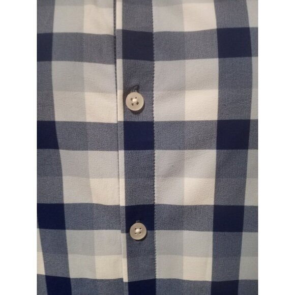 Mizzen Main Shirt Mens 2XL XXL Blue White Check Performance Menswear Trim Fit - Picture 2 of 11